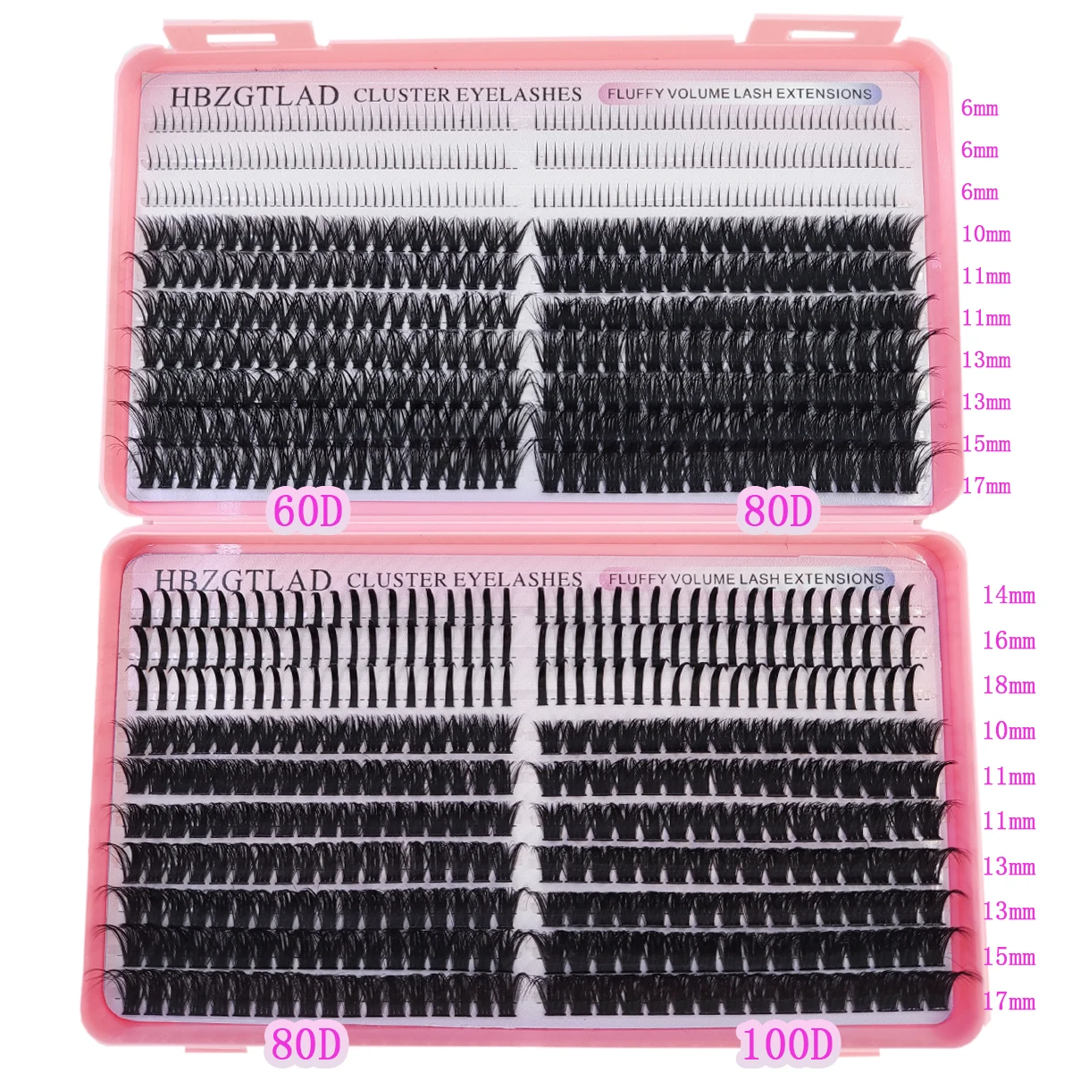 HBZGTLAD 200D-60D Wimpernbüschel mit geschwungenen, spitz zulaufenden Wimpern, flauschiges Wimpernbuch mit großer Kapazität, russische Wimpernverlängerung – Detail 4