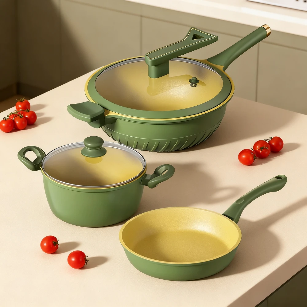 

Nonstick Wok Pan Durable Frying Pan Steak Cooking Saucepan Fried Egg Pancake Pan for Home Outdoor Camping Kitchen Cookware