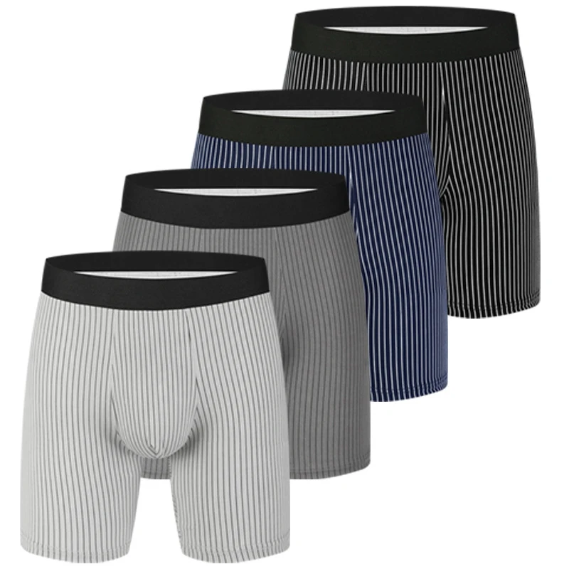 

4pcs/set Men Underwear Striped Fashion Men's Boxershort High Waist Warm Waist Protection Sports Male Shorts Head Men Panties