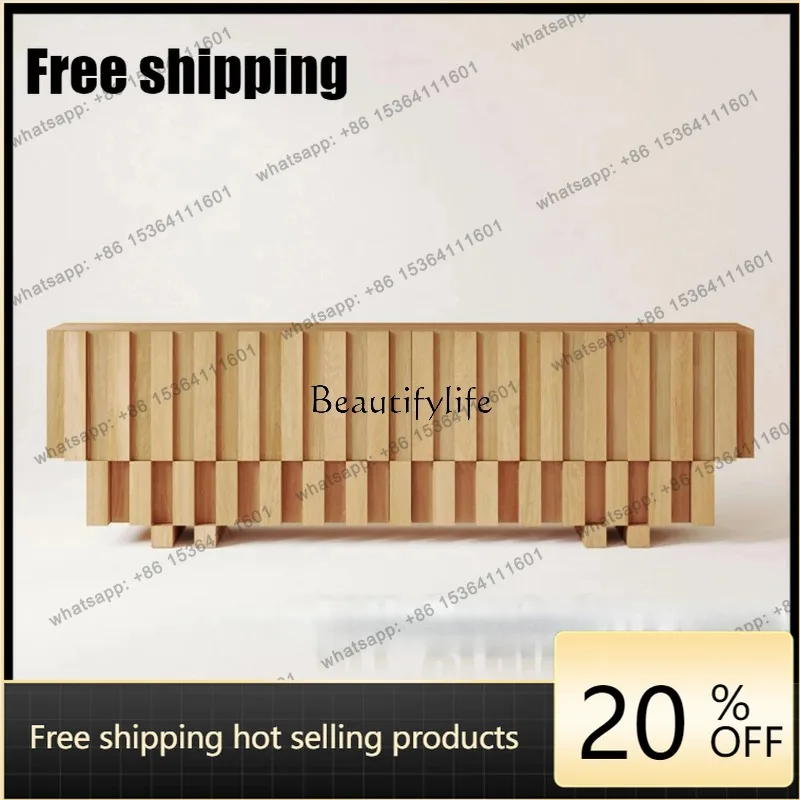 JJ  Medieval Style Log Color Piano Keys Bucket Cabinet Creative Retro Style Storage Wabi-sabi Style Dining Side Cabinet Storage