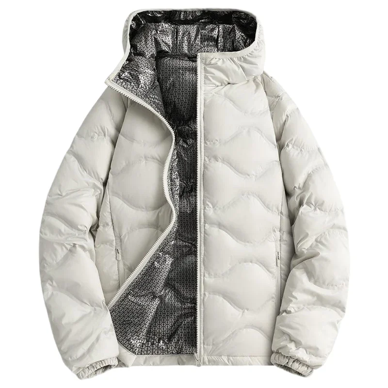 Winter Men White Duck Down Jacket Coat Men Windproof Warm Loose Hooded Jackets Male Multi Pockets Ultralight Windbreaker Jackets