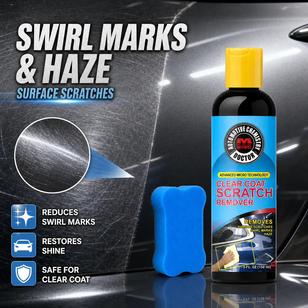 Clear Coat Scratch Remover 150ml with Sponge Car Paint Polish Swirl Marks Haze Surface Scratches Repair Shine
