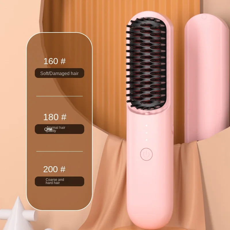 

Straight Hair Comb Negative Ion USB Charging Portable Household Electric Straightener 3 Temperature Settings for Fine Hair