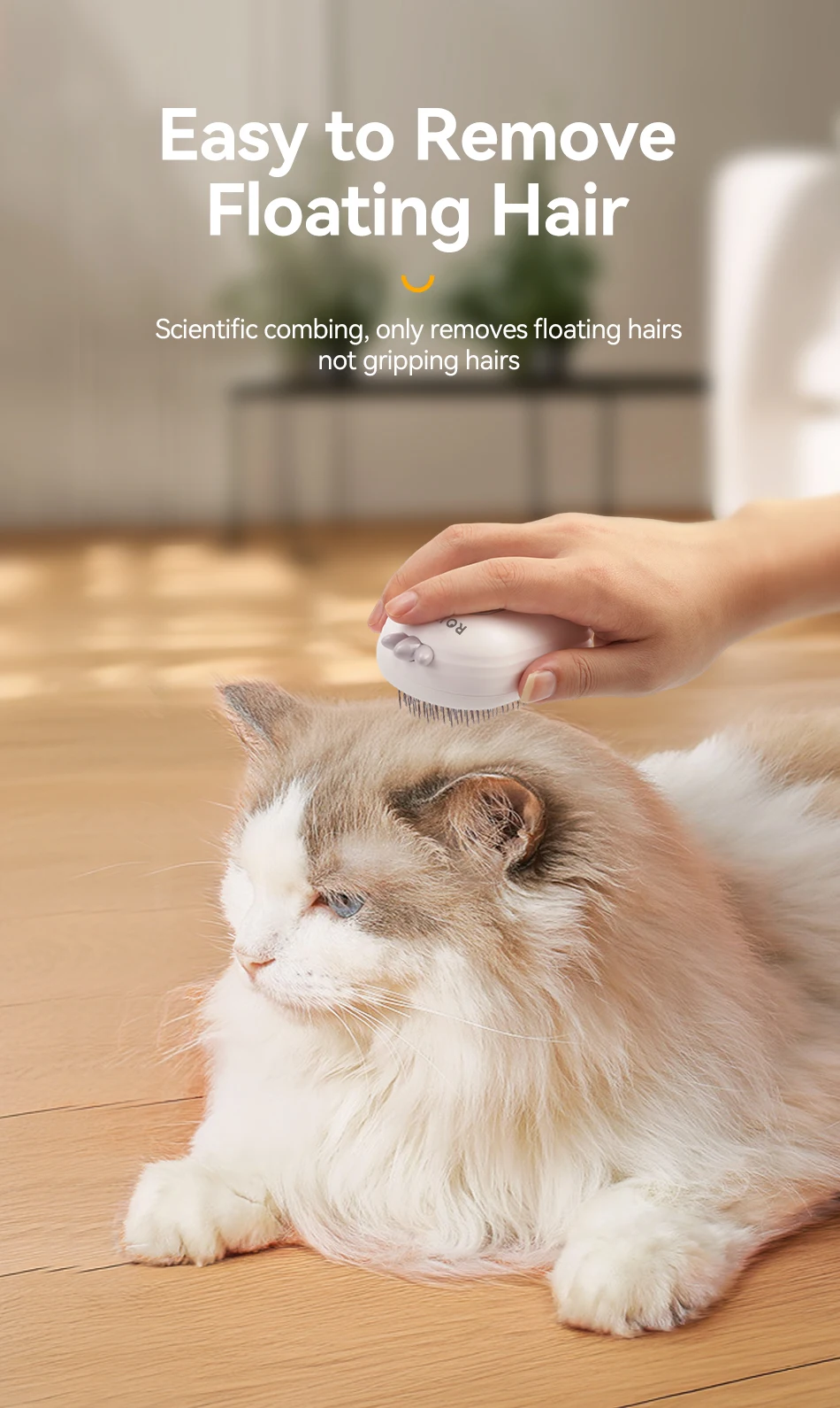 Rojeco Katze Dampf bürste Tierhaar Kamm elektrische Sprüh gerät Katzen haar bürsten für Massage drahtlose Katze Hund Haar bürste Pflege zubehör – Detail 10