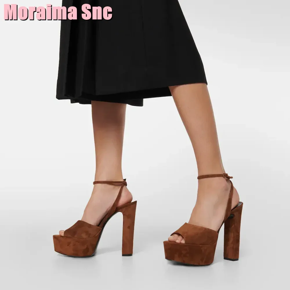 Peep Toe Platform Patent Leather Sandals Block Chunky Heel Ankle Buckle Strap Sexy Women Shoes Summer Fashion Newest Silve Solid view 4