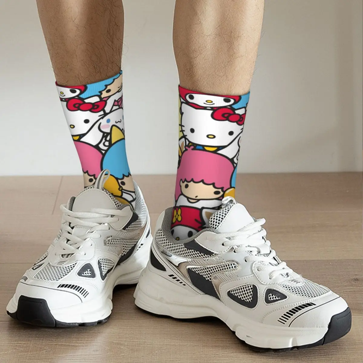 Calcetines antideslizantes de Hello Kitty para hombre y mujer, medias geniales para Otoño e Invierno