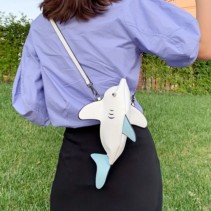 

1pcs Creative Animal Fierce Shark Women's Bag Simulation Cute Cute Animal Shoulder Crossbody Bag Contrasting Color Cartoon Bag