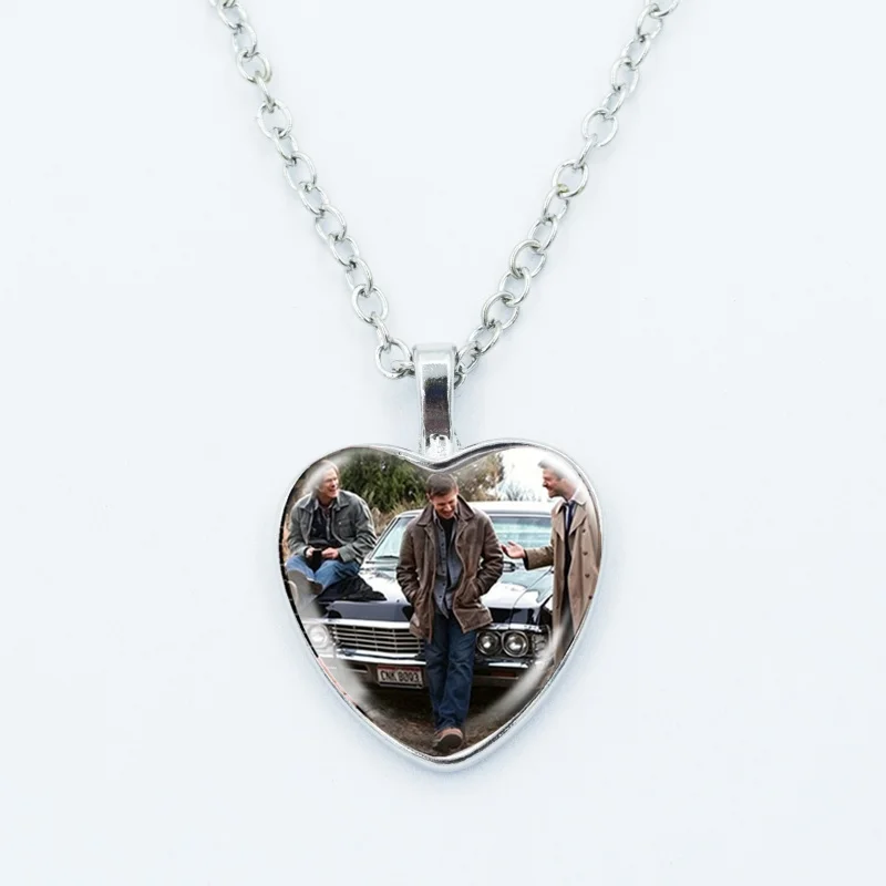 Movie Supernatural Necklace Dean Winchester Jensen Ackles Necklace Glass Dome Heart Shape Pendant Necklace Jewelry Fans Gift view 6