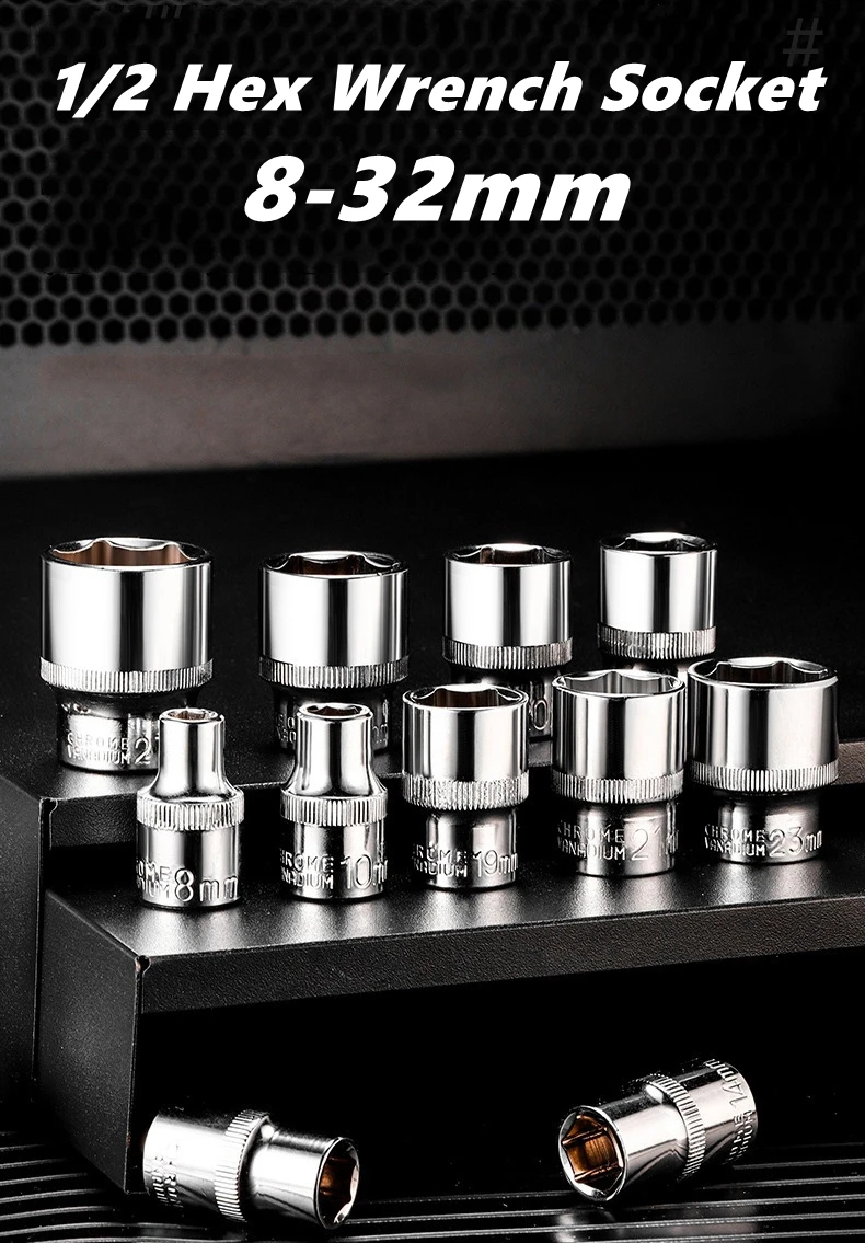 

8-32 мм 1/2 "привод глубокий ударный привод метрический ключ торцевой ключ ремонт двигателя глубокая ударная головка пневматический гаечный ключ инструмент для удаления шин