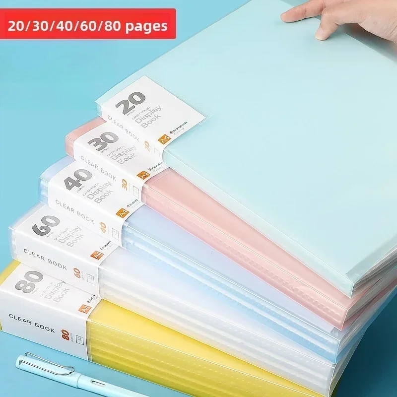 A4 File Folder Display Book 20 Pages Painting Art Collection Transparent Folder Information Children's Reward Poster Storage