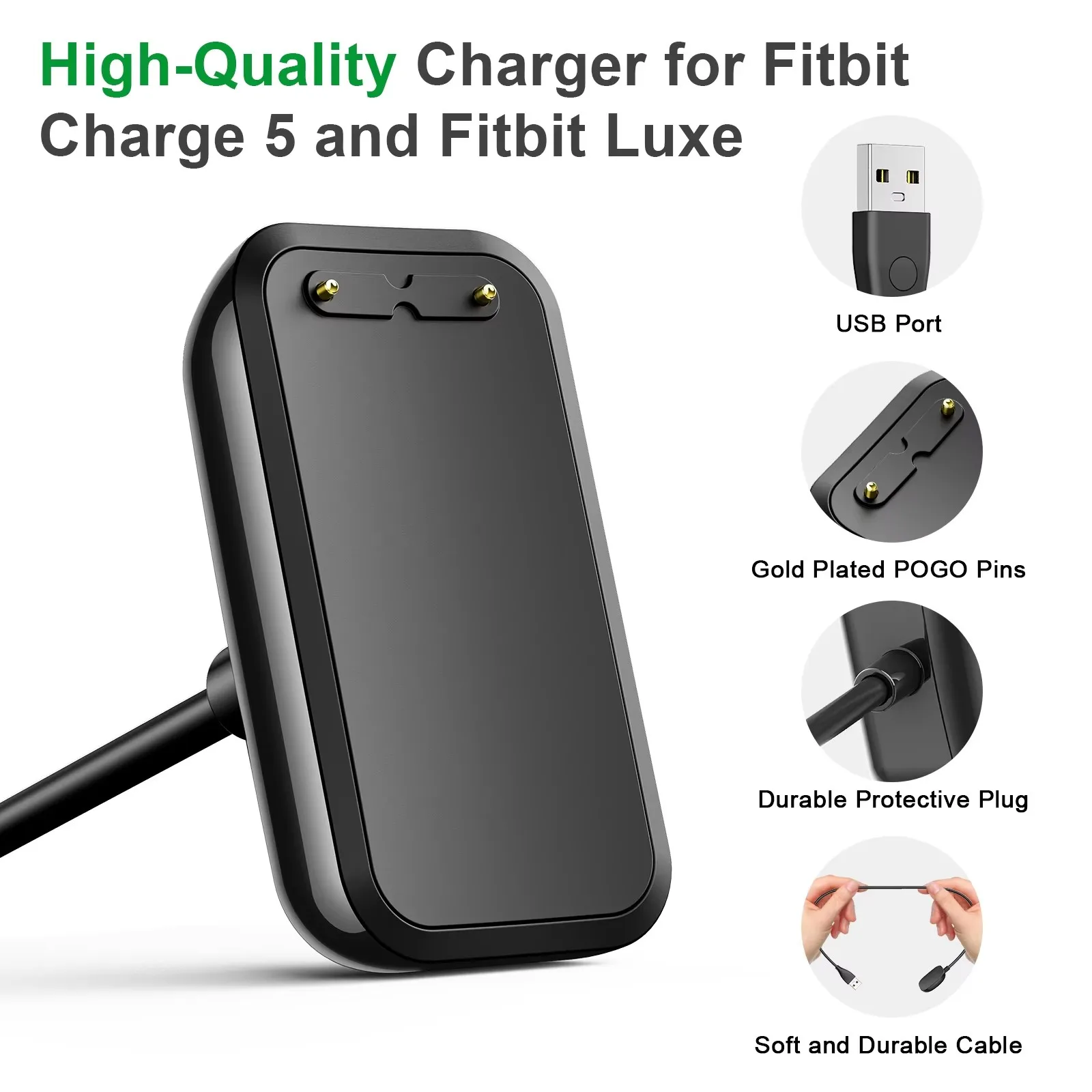 USB Charger For Fitbit Charge 5 Charging Cable For Fitbit Luxe USB Charging Charger Dock With Reset Function