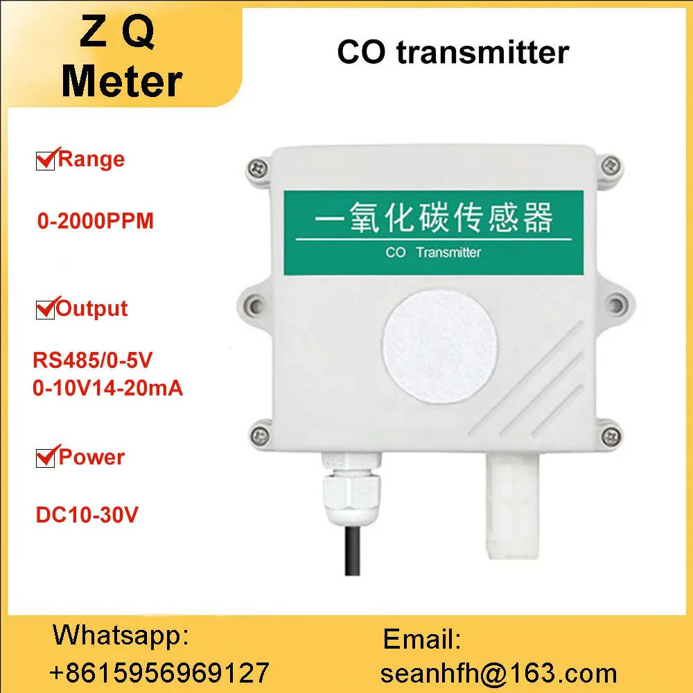 Carbon monoxide sensor high precision CO transmitter RS485 toxic and harmful combustible gas concentration detector