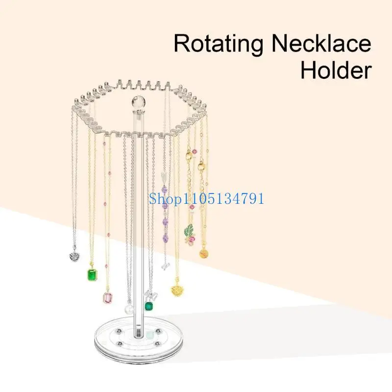 

98km Clear Acrylic Necklace Stand with 360 Base Elegant Jewelry Display Rack