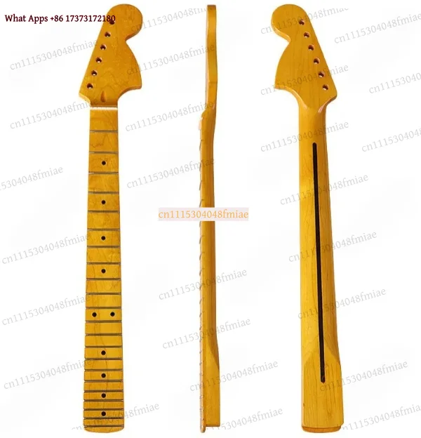 k3 6-String 22-Fret Electric Guitar Neck, Gloss Yellow Maple with Skunk Stripe, DIY Replacement Parts