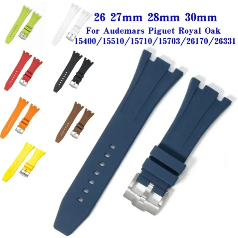 26 27mm 28mm 30mm Armband für AP Royal Oak Offshore 15400 26470 15703 Weiches Gummi-Silikon-Uhrenarmband für Herren Armband-Zubehör