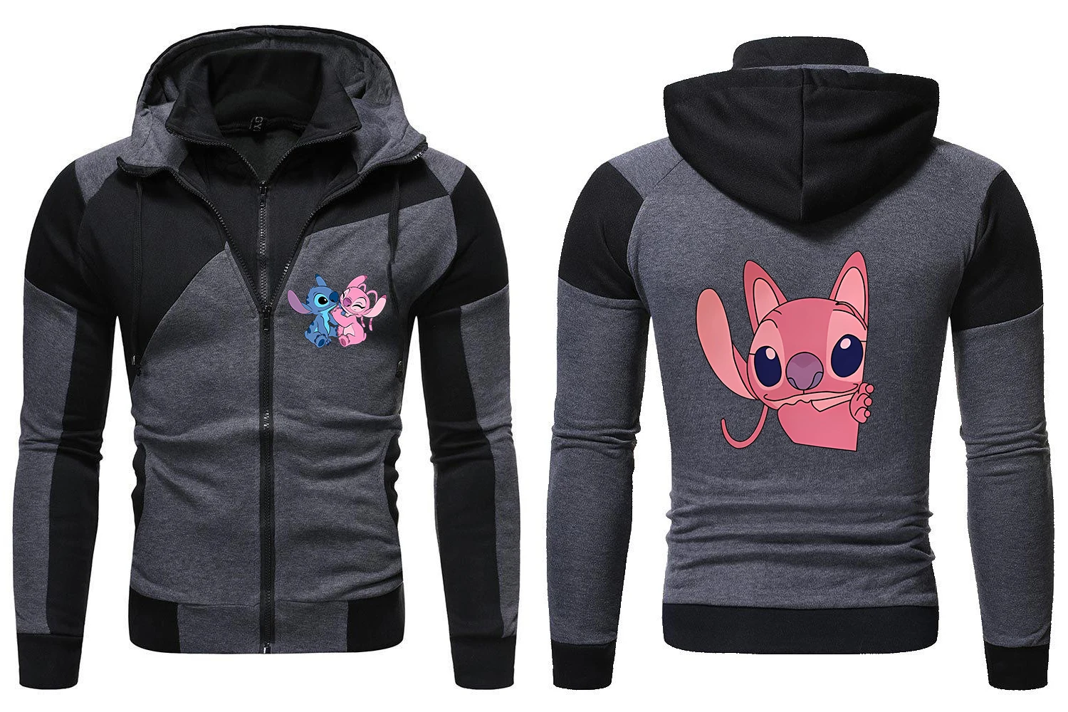 Women\'s Fashion Wool Zipper Hoodie Disney Stitch Thick Solid Color Retro Sportswear Women\'s Casual Hoodie Sportswear Coat