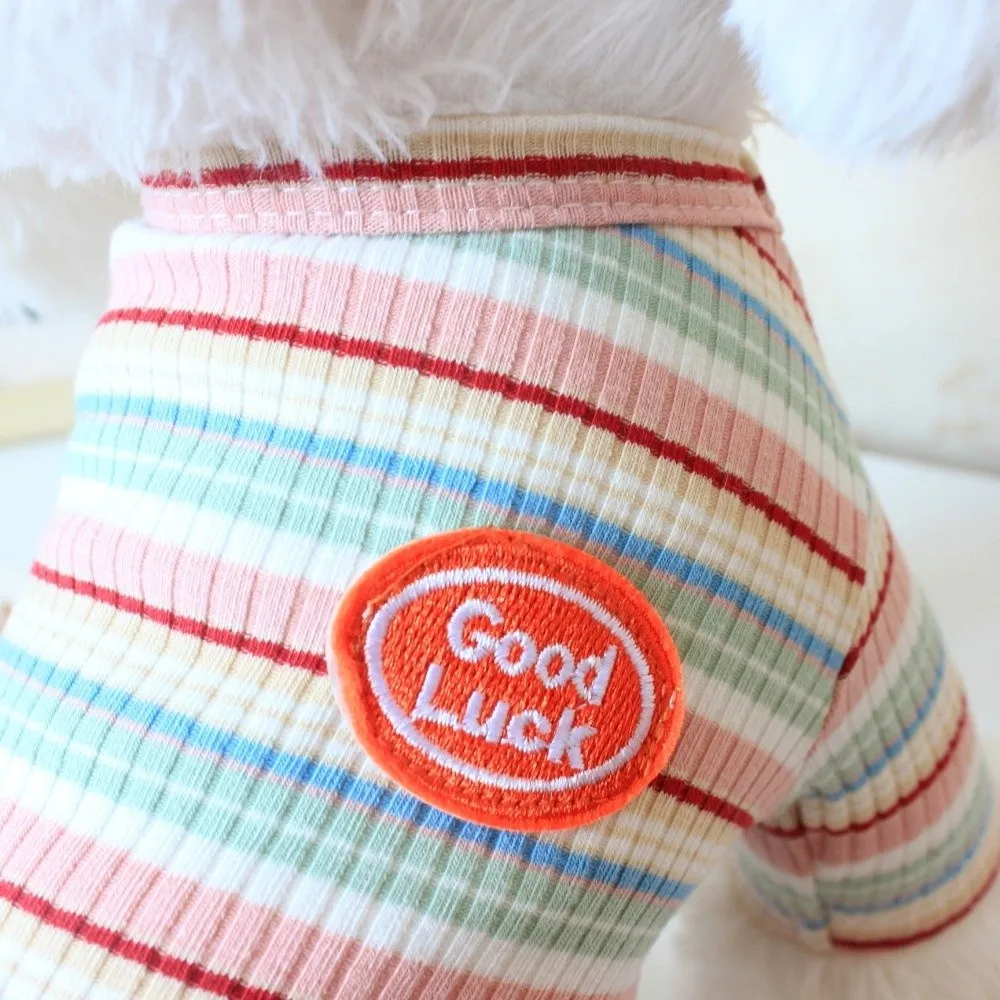 New Colorful Stripes Dog Jumpsuits Cute Soft Cat Pajamas Poo