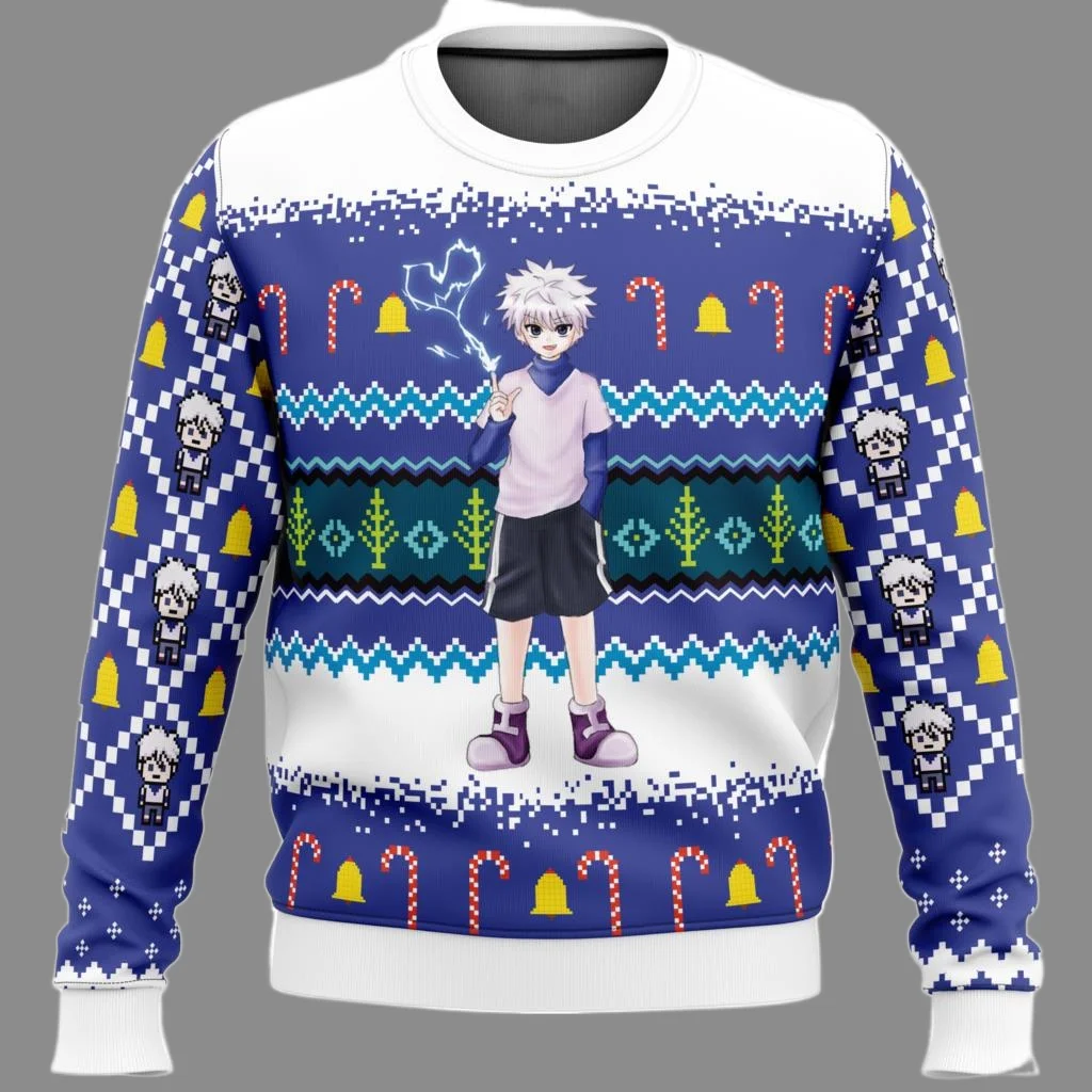 كيلوا Zoldyck V2 هنتر X هنتر سترة عيد الميلاد القبيحة هدية سانتا كلوز البلوز الرجال ثلاثية الأبعاد البلوز وأعلى الخريف والشتاء #4