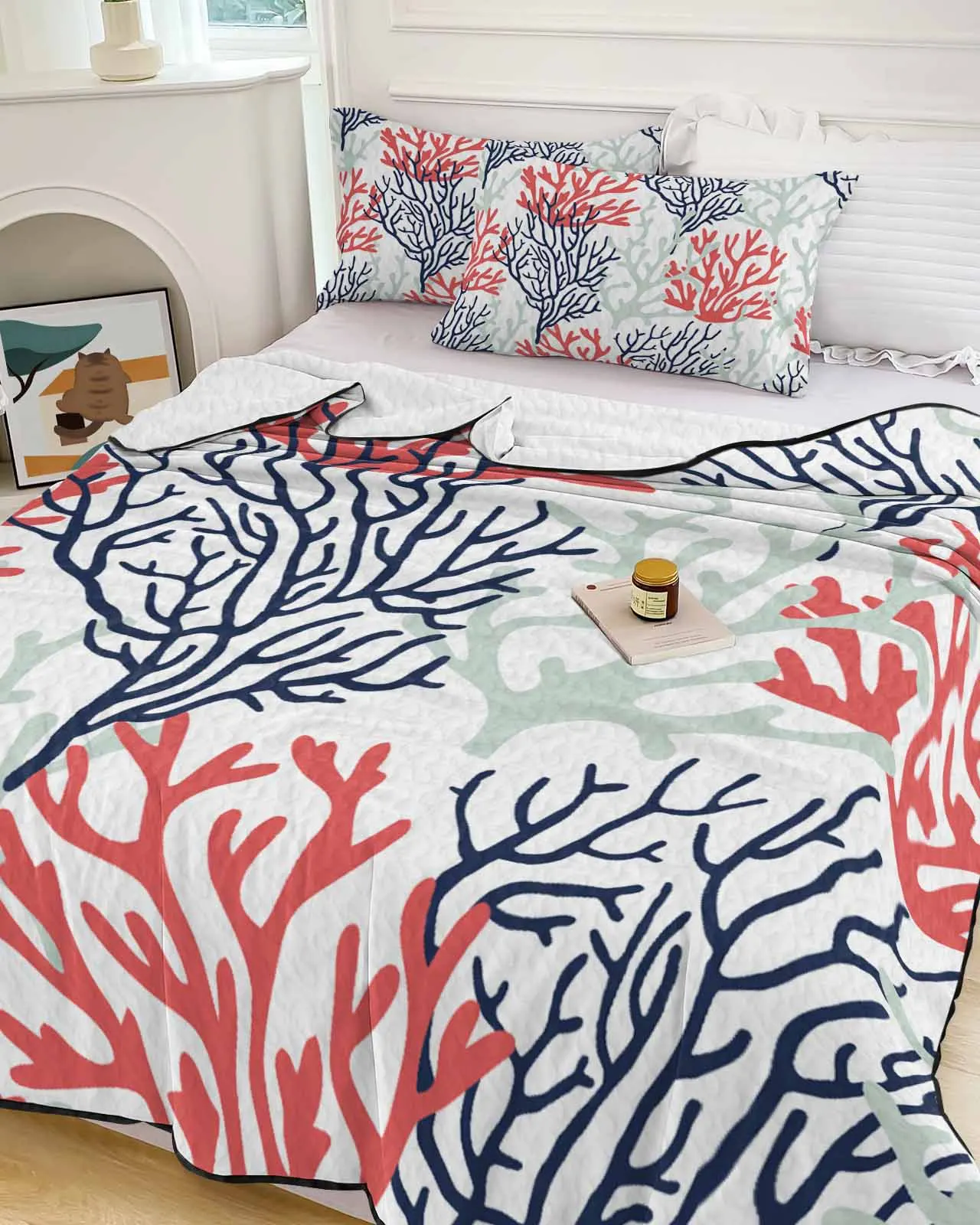 

Marine Coral In Summer Cooling Blankets Air Condition Comforter Lightweight Summer Quilt for Bed Breathable Soft Thin Quilt