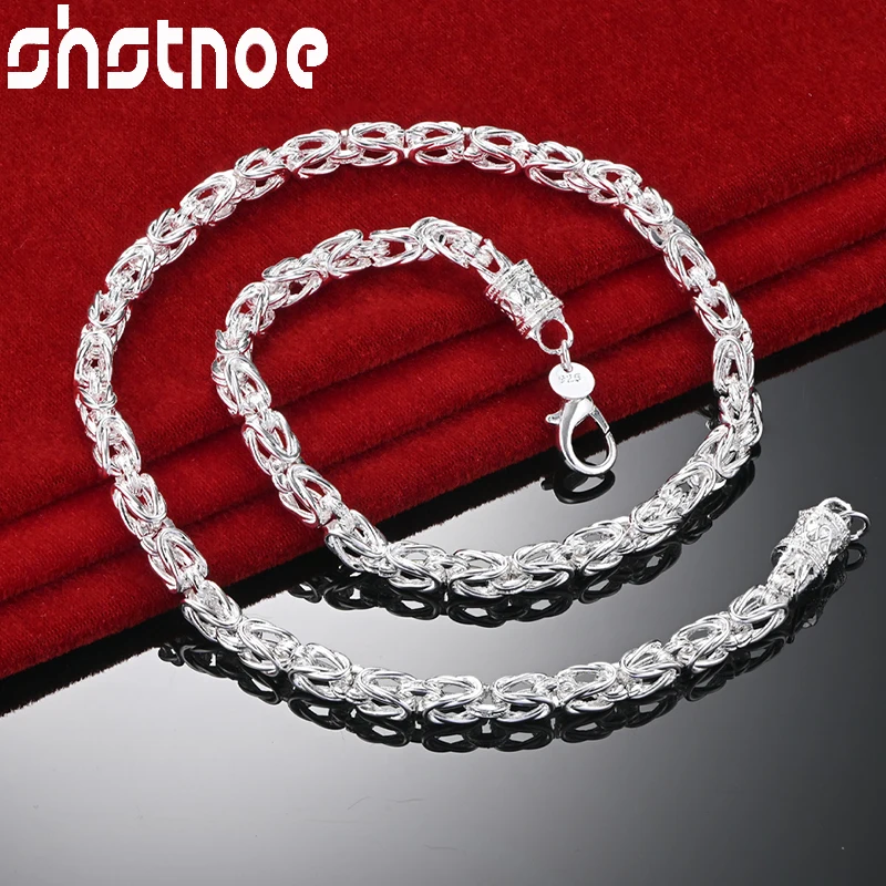 SHSTONE 925 Sterling Silver Geometry Dragon Bone Necklace For Woman Man Chain Trendy Party Birthday Gift Wedding Fashion Jewelry