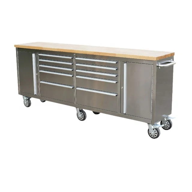 Toolbox work bench stainless steel mechanic tool trolley