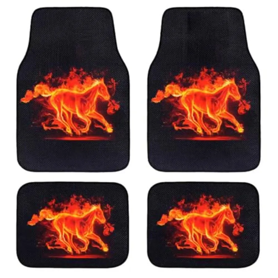 

4Pcs Fabric Red Hoe Car Floor Mats Not PVC, Not Leather Automotive Floor Mats Truck SUV, Durable All-Weather Car Mats fit for F