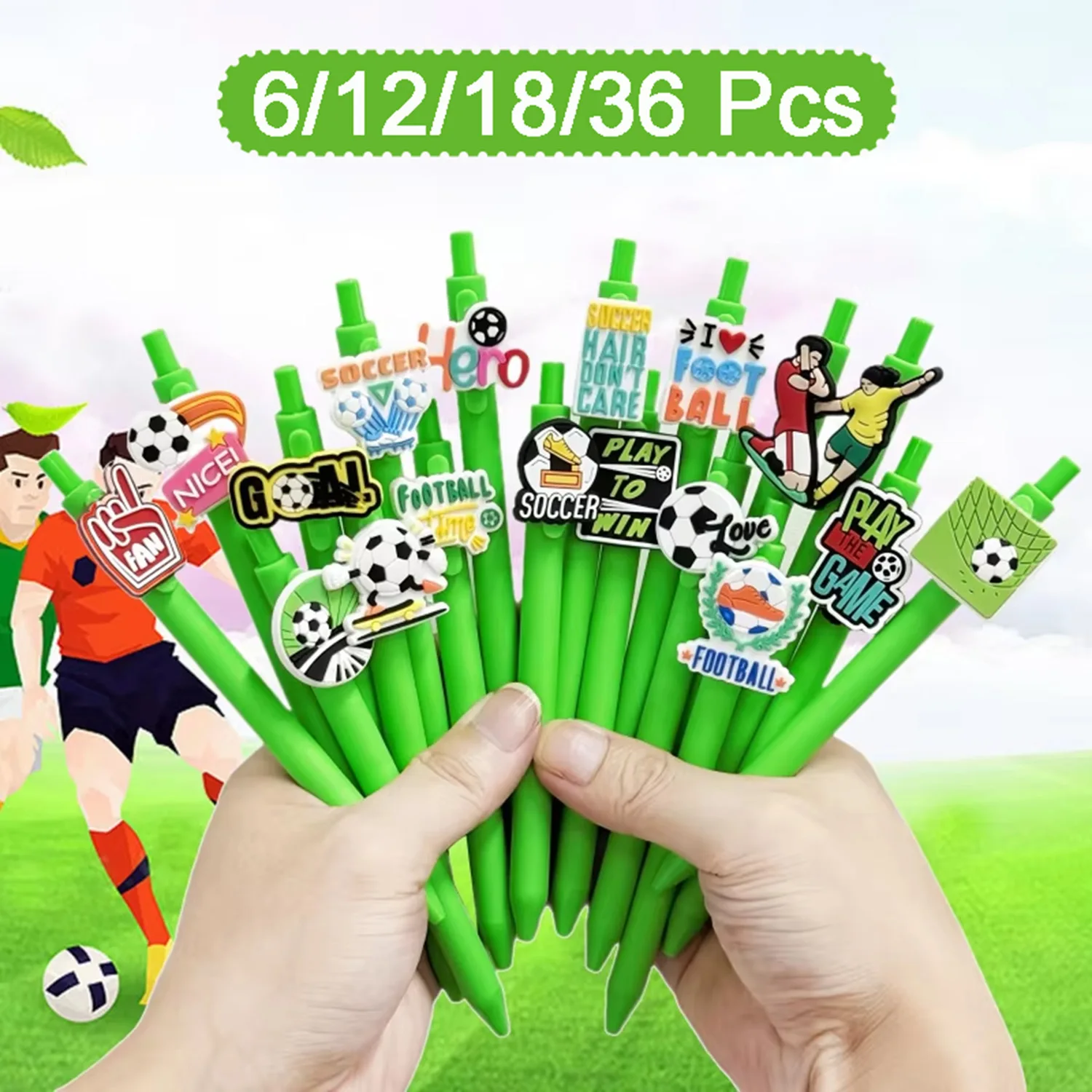 6/12/18/36 Pcs Football Sports Series Writing Ballpoint Pen Creative Black Ink Desktop Accessories Essential for School Office
