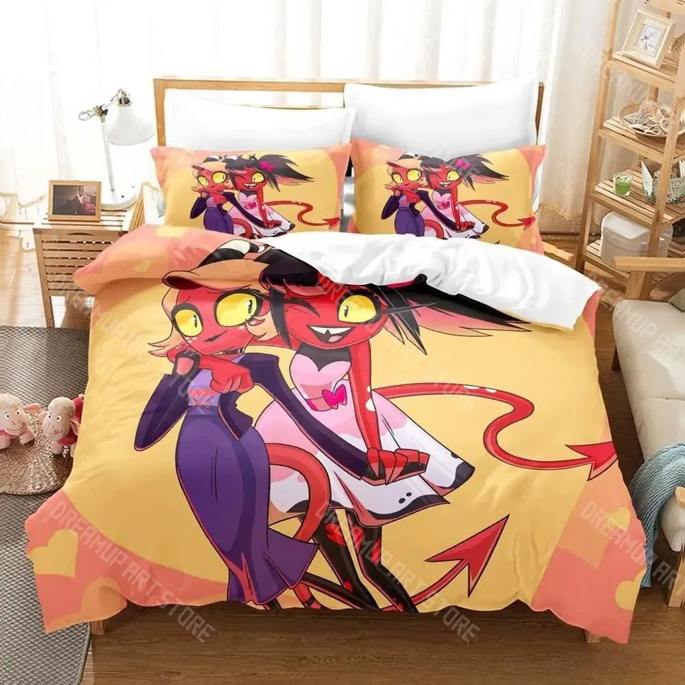 3D Printed Moxxie Boss Hellaverse Bedding Set for Boys Girls Duvet Cover Pillowcase Twin Queen King Full Single Double Sizes