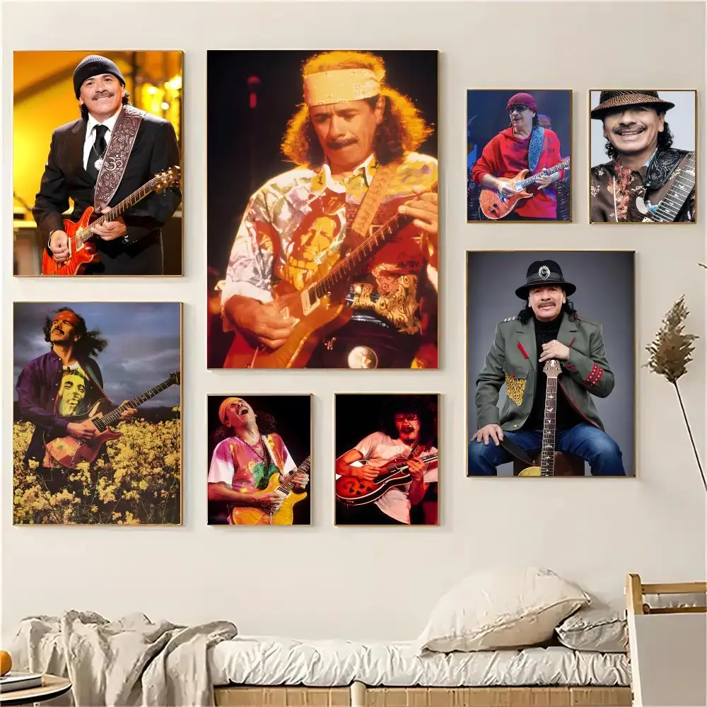 Carlos Santana Singer Poster Self-adhesive Decal Living Room Bedroom Party Bar Decor Moisture-proof Fade-resistant