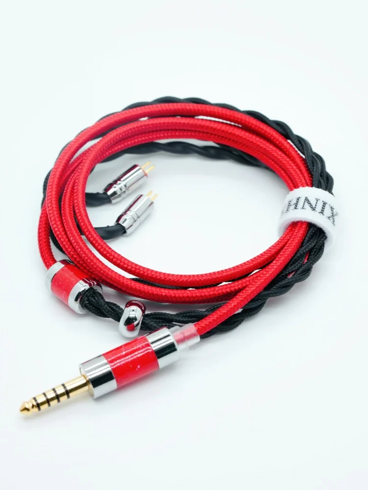 XINHS XH71 fil de coton rouge + noir OCC + câble IEM hybride en cuivre plaqué argent 3.5MM / 4.4MM / 0.78 2PIN/IE900/MMCX
