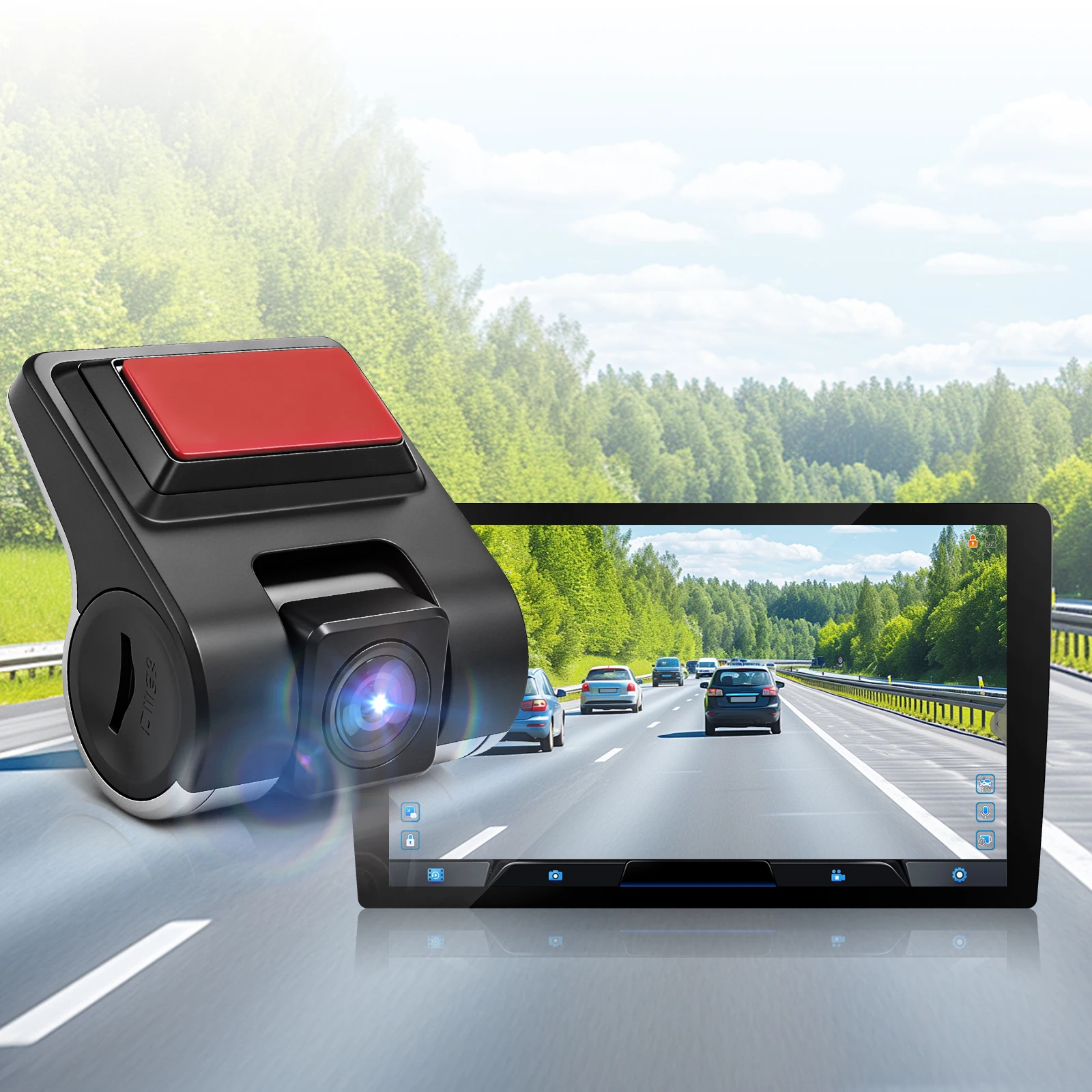 USB Front Dash Camera Universal Car DVR for Android System with ADAS Plug in the SD Card, 1080P HD Dash Camera Recording