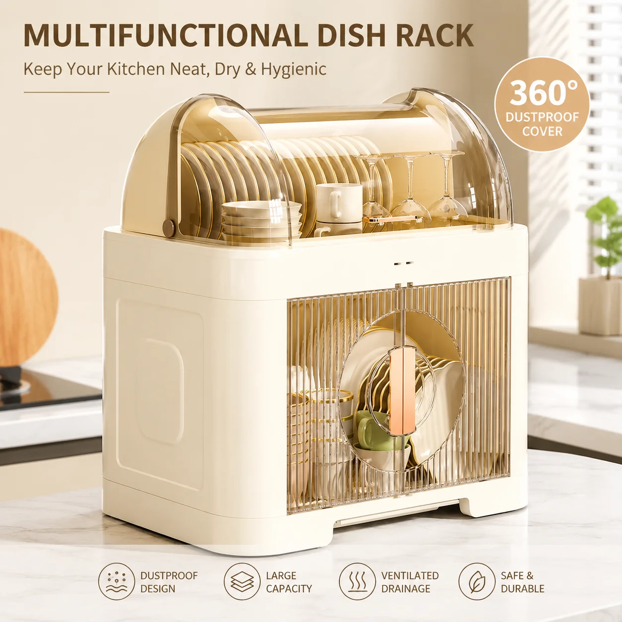 Multi-Tier Kitchen Bowl Rack with Lid – Stackable Tableware & Cutlery Organizer for Home Use
