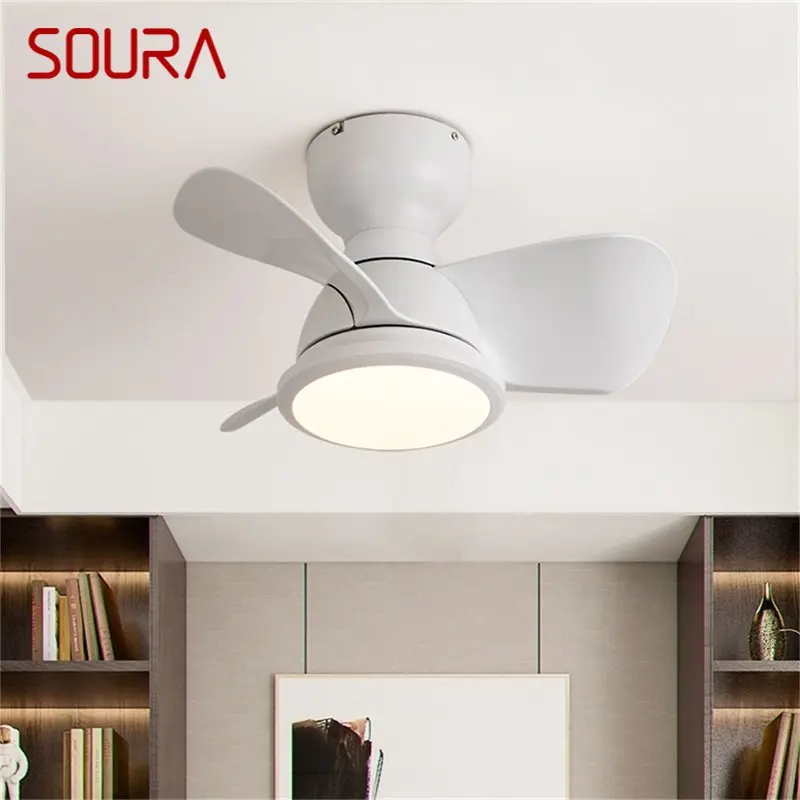 

SOURA Nordic Ceiling Fan with Lights Remote Control 220V 110V Modern LED Lighting for Home Bedroom