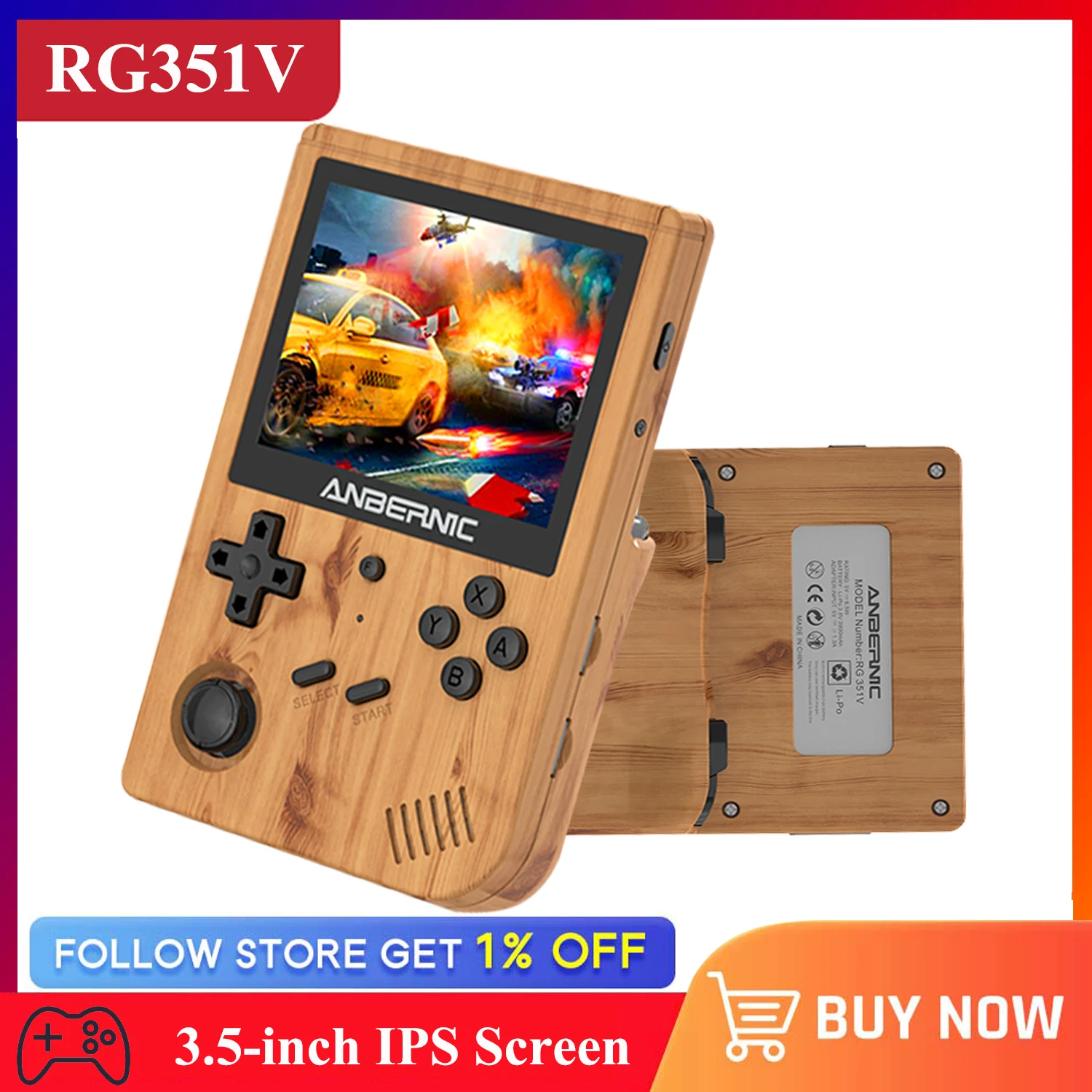 

ANBERNIC RG351V Retro Games Console 16G RK3326 Open Source Linux System 3.5 INCH IPS Screen Handheld Video Game Player Emulator