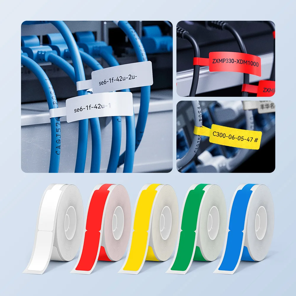 NIIMBOT N1 Thermal Transfer Cable Labels Color Network Cable Marker Organization Label Tag Fiber Wire Identification Stickers