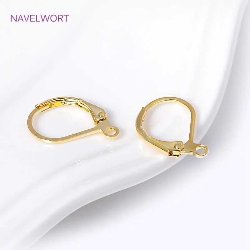 18K Gold Plated Earring Hooks Trendy French Earring Lever-Back Ear Wire With Closed Ring  DIY Jewelry Making Supplies Wholesale