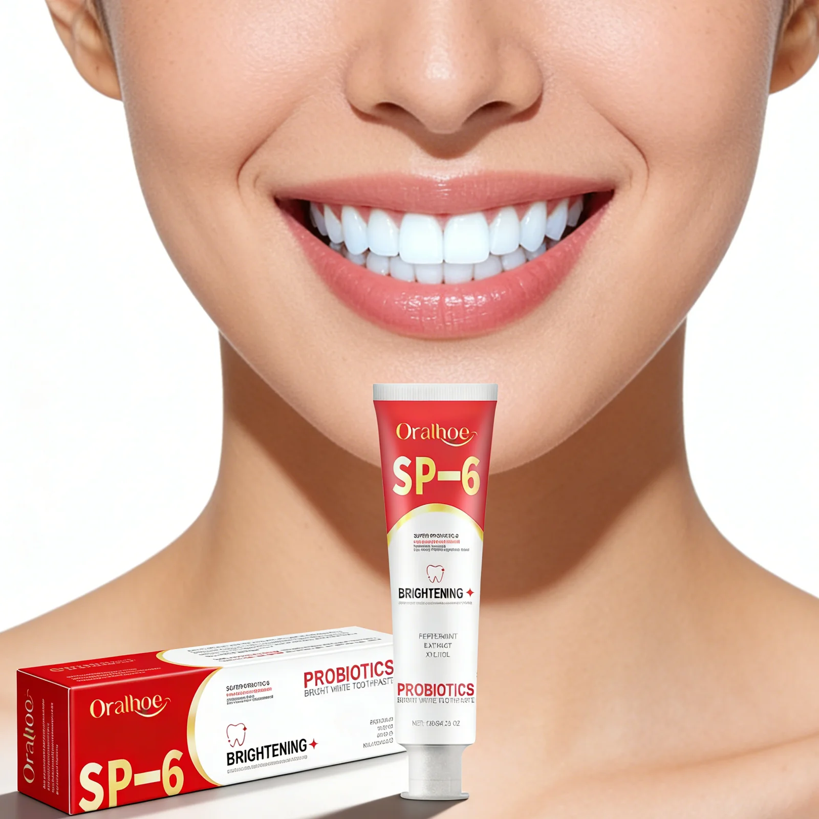 

Зубная паста Oralhoe 4oz с пробиотиками для отбеливания зубов, гигиены полости рта и уменьшения пятен - Средство для здоровья зубов