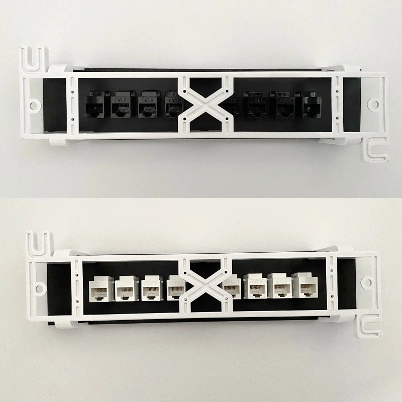 8-Port Cat6 sklejka sieciowa Panel z uchwyt ścienny RJ45 Keystone sieci K1KF