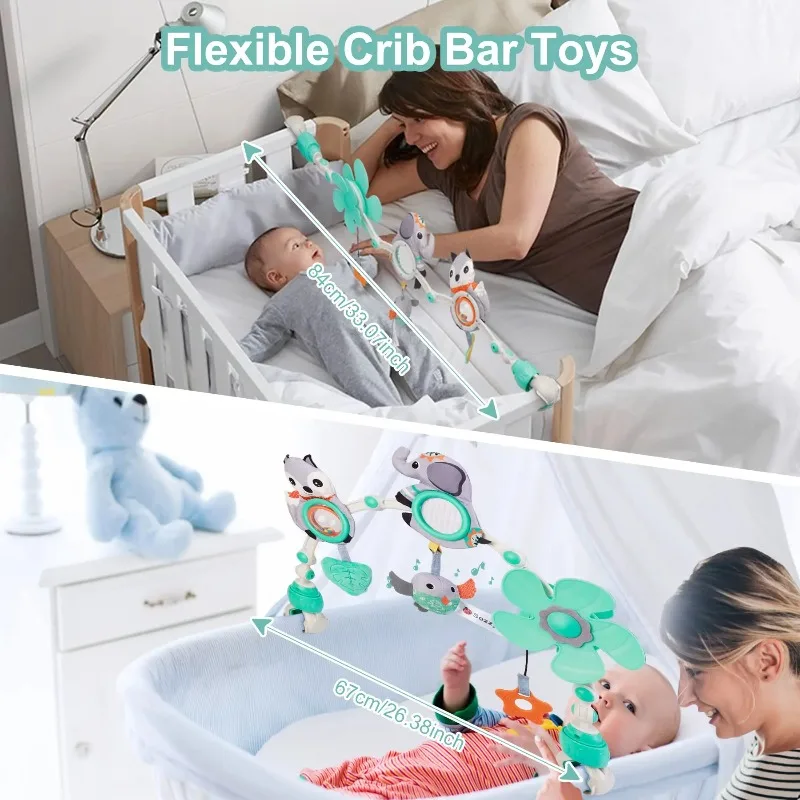 Kinderwagen Gebogen speelgoed Babybedje Mobiele bel Hangend pasgeboren babyactiviteit Zintuiglijk ontwikkelingsspeelgoed