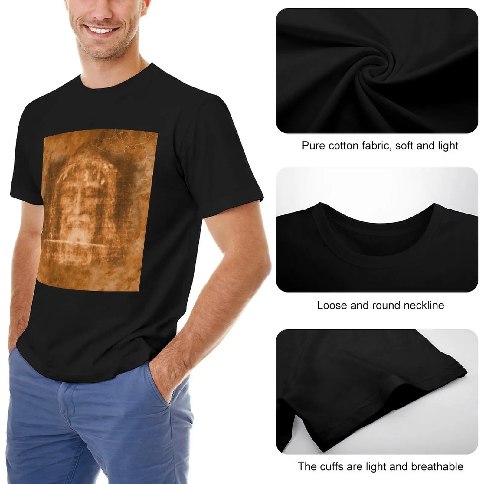 The Shroud of Turin Holy Face Crucifix Cross Jesus Passion 101 OA T-Shirt Oversized t-shirt tees mens workout shirts