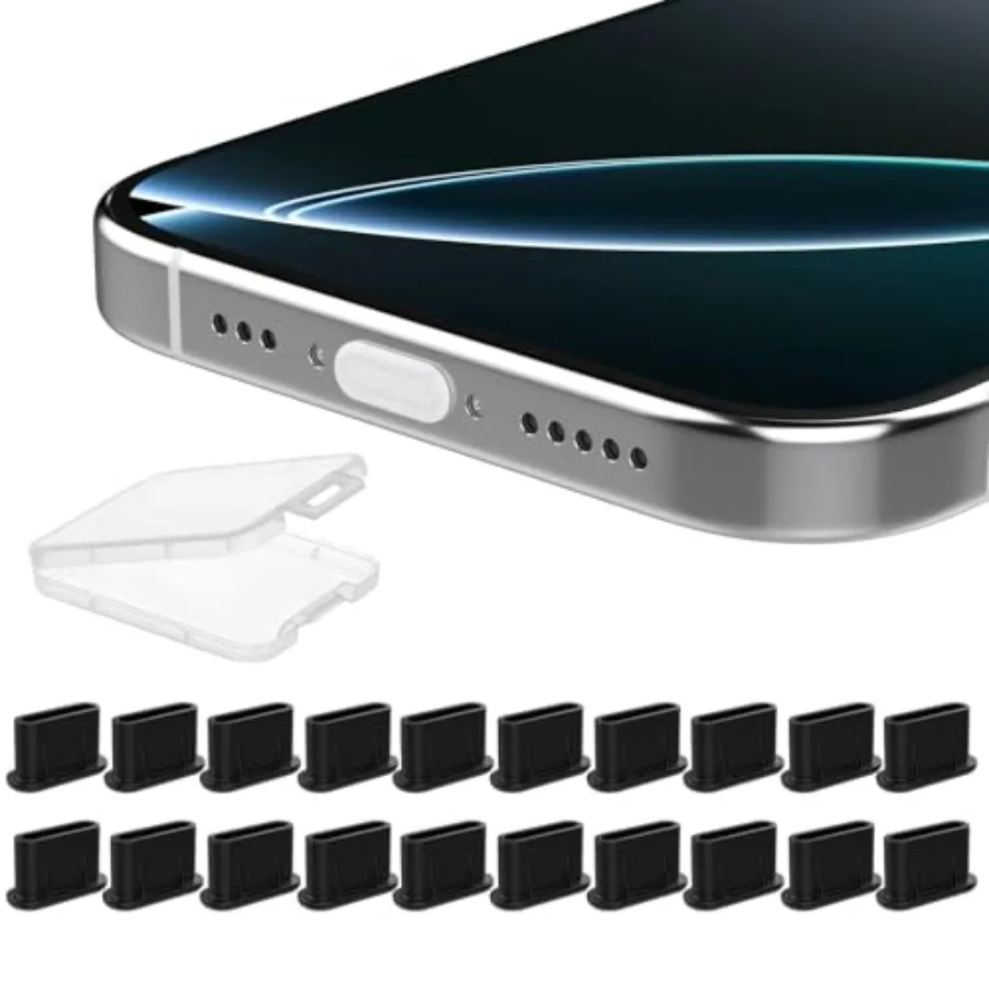 

20Pcs USB C Dust Plug, Silicone Anti Dust Plug Cover + Portable Storage Box Compatible with iPhone 17 16 15 Series, Samsung Gal