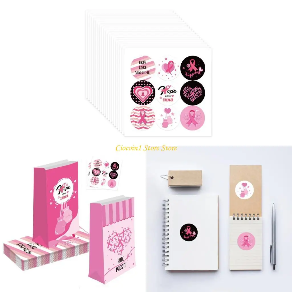 

A3PC Breasts Awareness Label Ribbon Sticker Water Bottle Labels for Event