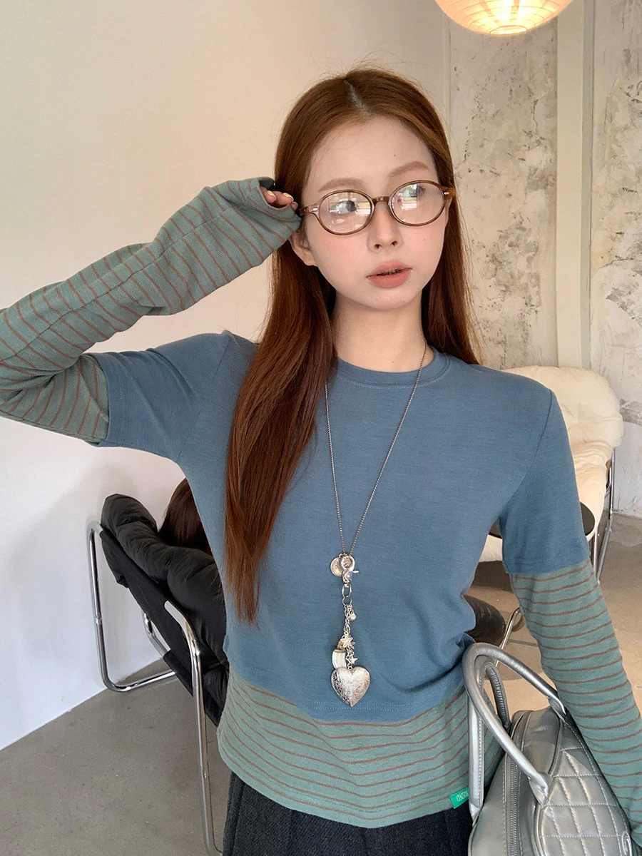 

Slim Fit Long Sve Base irt Women's Inner Wear T-irt Sli Commute Sle Polyester Blend Fiber round Ne Top