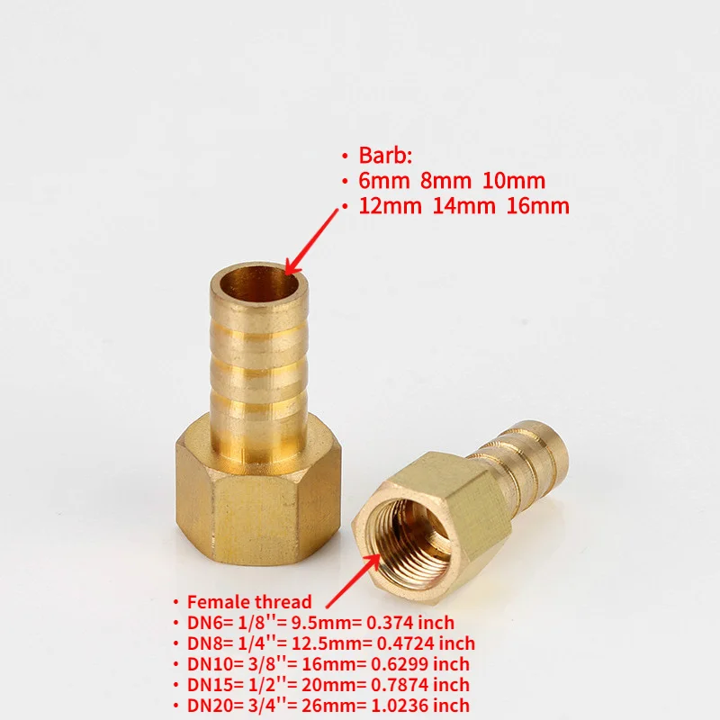 Pipe Fittings Brass Barb Hose Tail Fitting Fuel Air Gas Water Hose Oil 6mm-19mm to 1/8''1/4''3/8