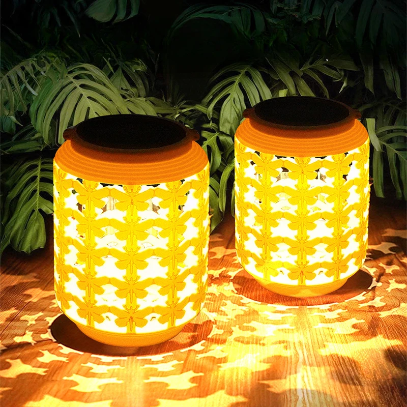 Solar Powered Light And Shadow Lighting Courtyard Lamp Ancient Chinese Style Outdoor Waterproof Personalized Hanging Lamp