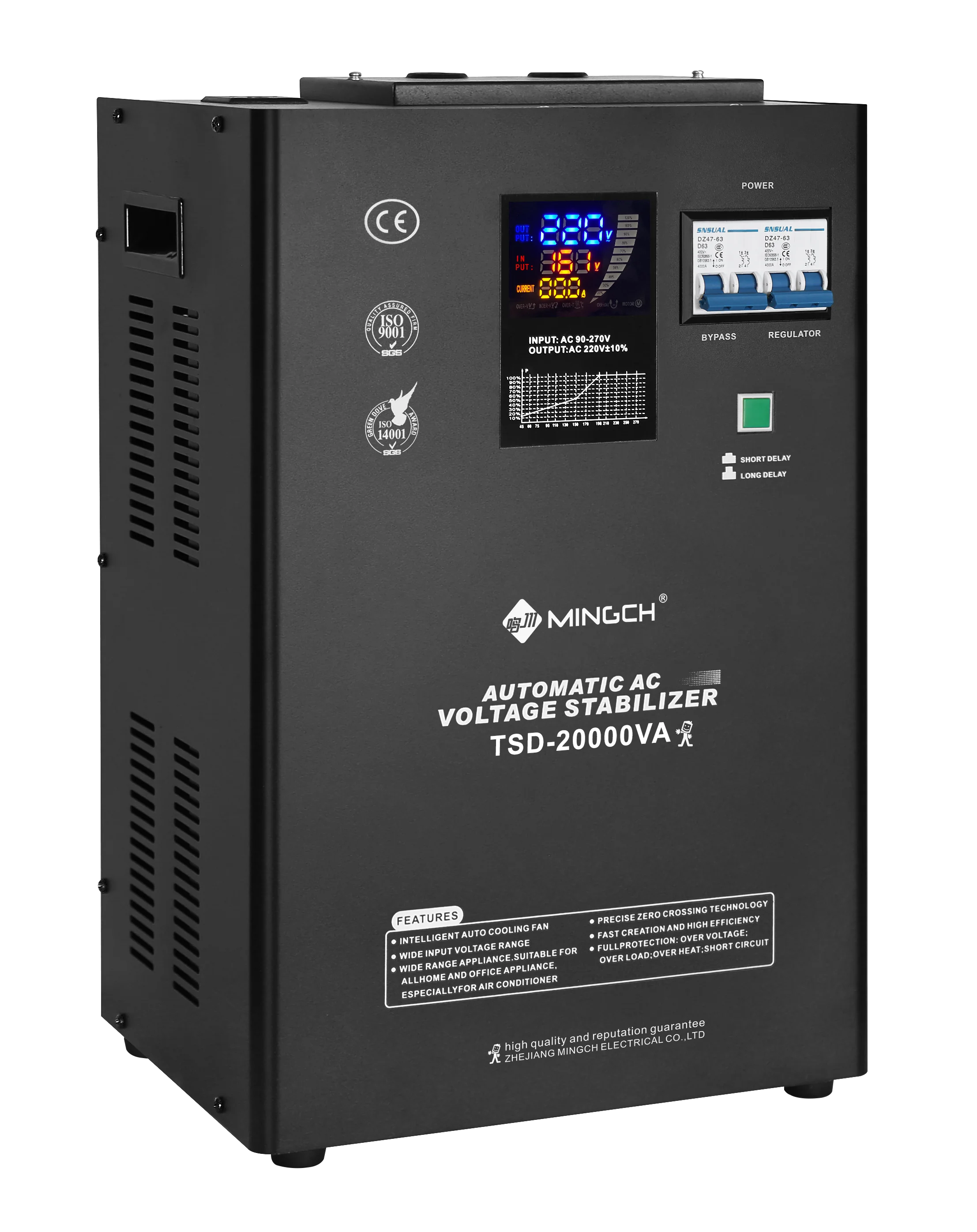 Ac Single Phase 20kva 30kva Power  220v 240v Wall Mounted Avr Automatic Voltage Stabilizers