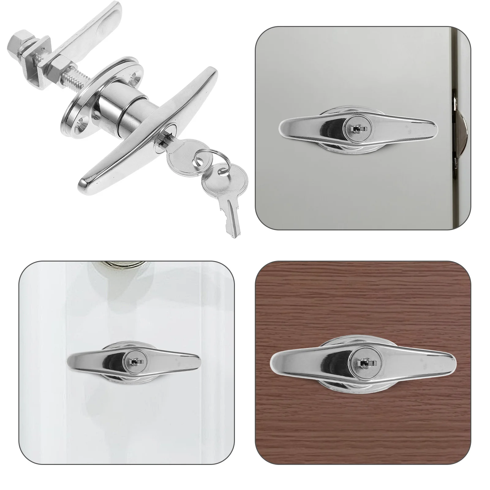 

Alloy T Shaped Handle Lock Set for Barn Doors Keys Included Garage Sliding Door Lock Replacement Handle Kit Garage Gates Locks