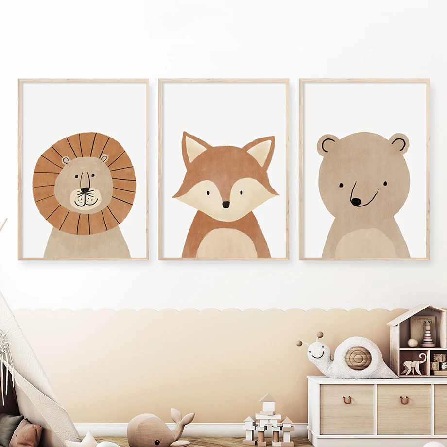 Fox Bear Lion Dream Big Born To Be Wild Animals Boho Nursery Art Canvas Posters Prints Wall Pictures For Kids Room Baby Decor