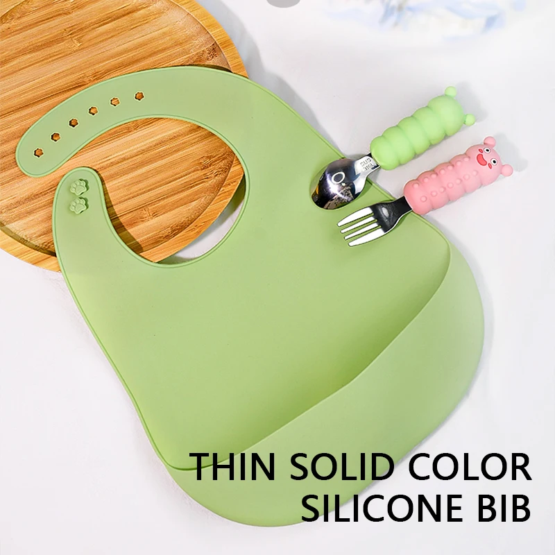 Baby Silicone Bib, Waterproof and Adjustable, Food-Grade Soft Silicone, Prevents Dirt and Drool during Feeding