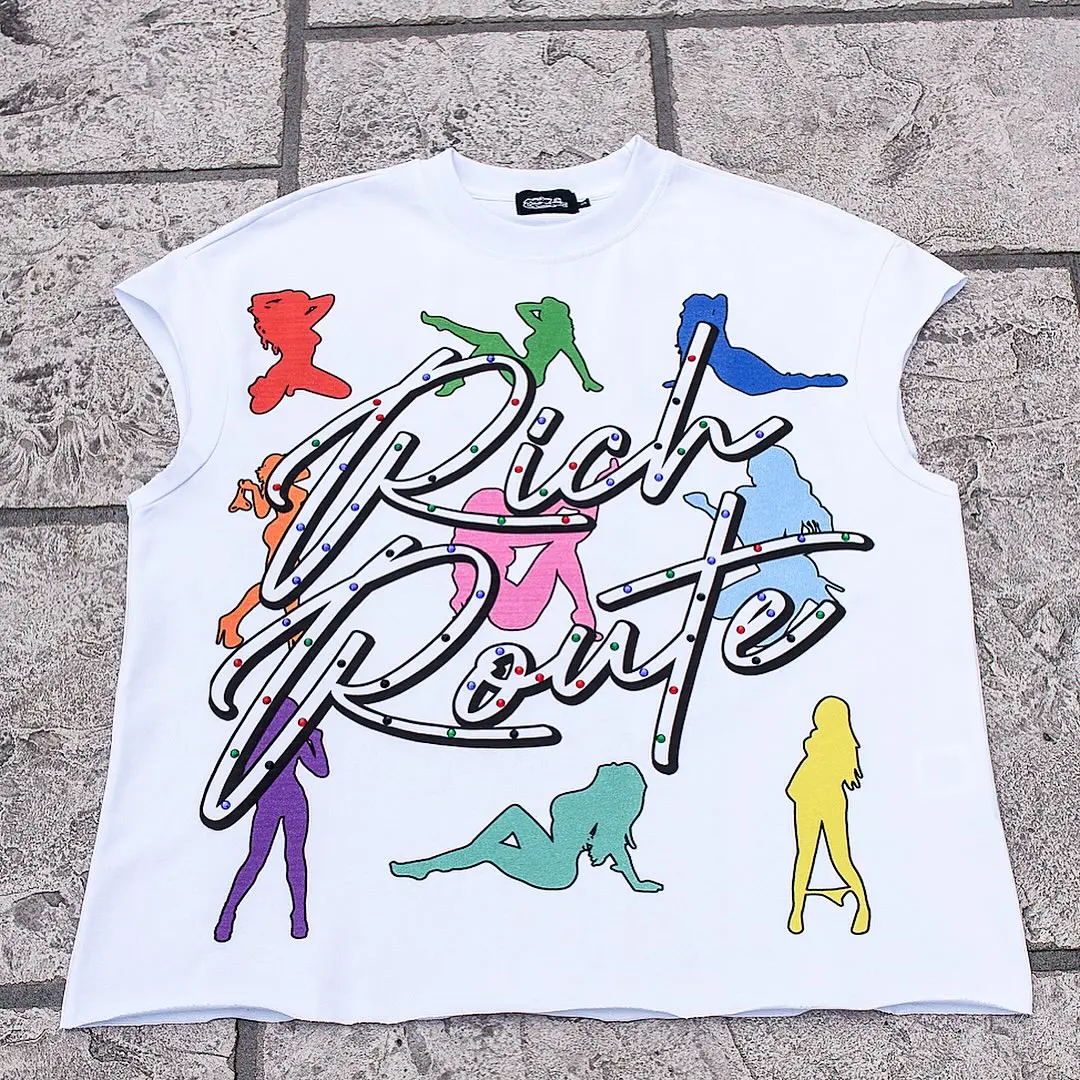 

American Hiphop Colour graphic t shirts print oversized gothic casual streetwear harajuku graphic y2k tops goth men clothes